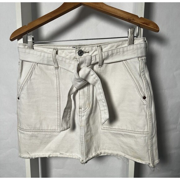 Abercrombie & Fitch Twill Denim Mini Pencil Skirt Womens 8 (29)  Off White NWOT - Picture 1 of 10